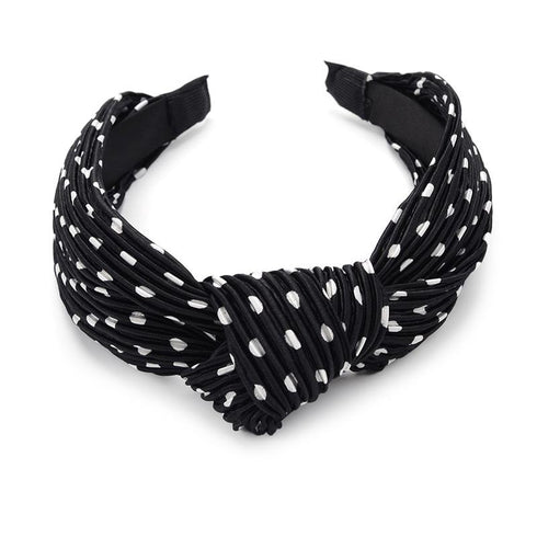 Serre-tête en satin plissé à pois Ada